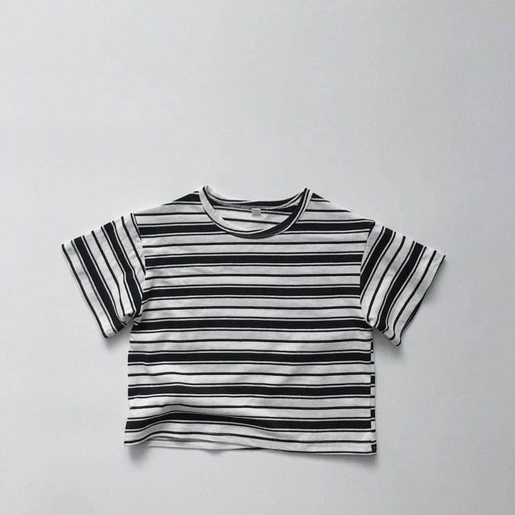 半袖Tシャツ black / 12M/80cm キッズ レトロ ボーダー 半袖 Tシャツ トップス イエロー ブラック グリーン ボーイズ
