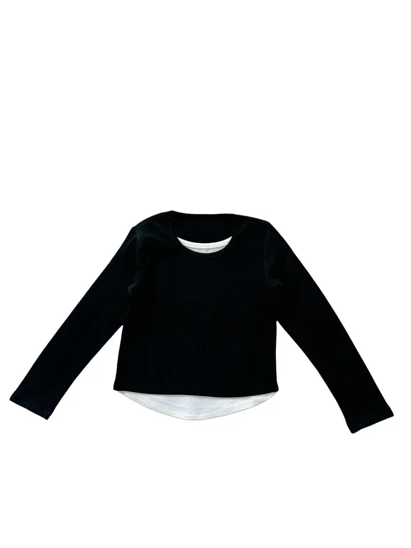 長袖Tシャツ black / 24M  90CM キッズトップス インナーシャツドッキング長袖Tシャツ 3カラー