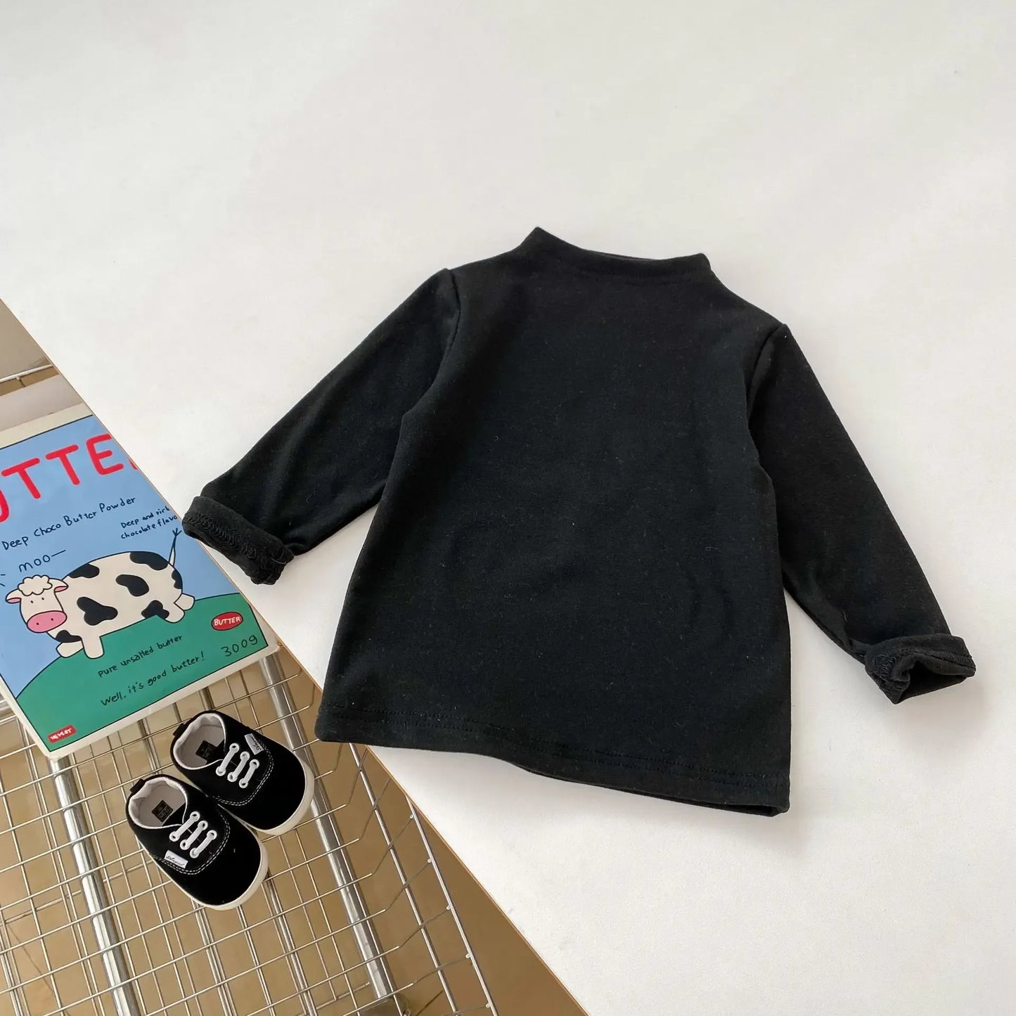 長袖Tシャツ Black / 6M  66CM ベビーキッズトップス シンプルベーシックハイネックボトルネック長袖Tシャツ【mh0008364】