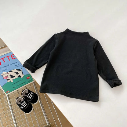 長袖Tシャツ Black / 6M  66CM ベビーキッズトップス シンプルベーシックハイネックボトルネック長袖Tシャツ【mh0008364】