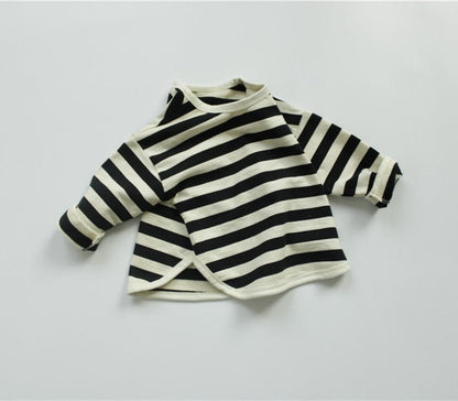 長袖Tシャツ Black / 80cm キッズ ボーダー 長袖 Tシャツ