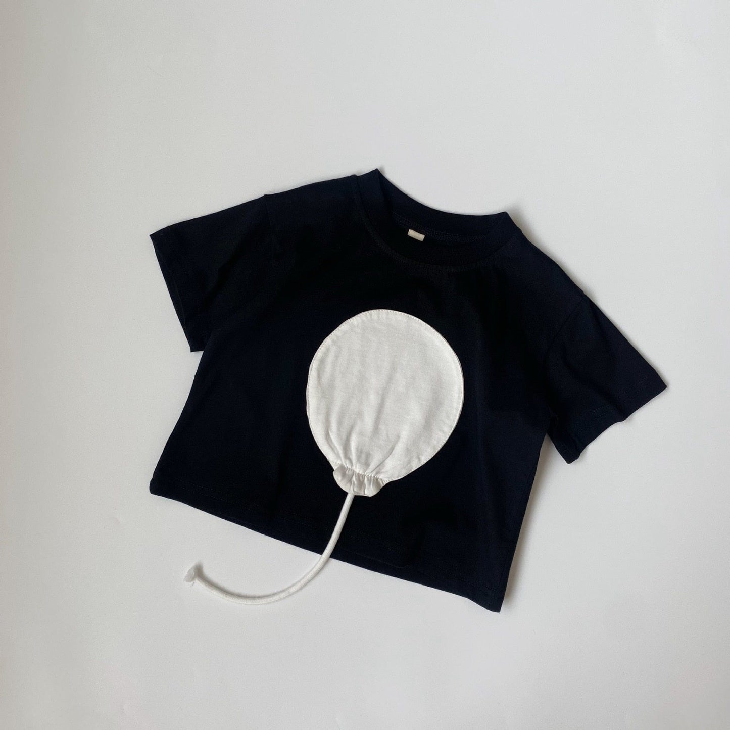 半袖Tシャツ black / 80cm キッズ バルーン 風船 パッチワーク 半袖 Tシャツ トップス ユニセックス 6540B