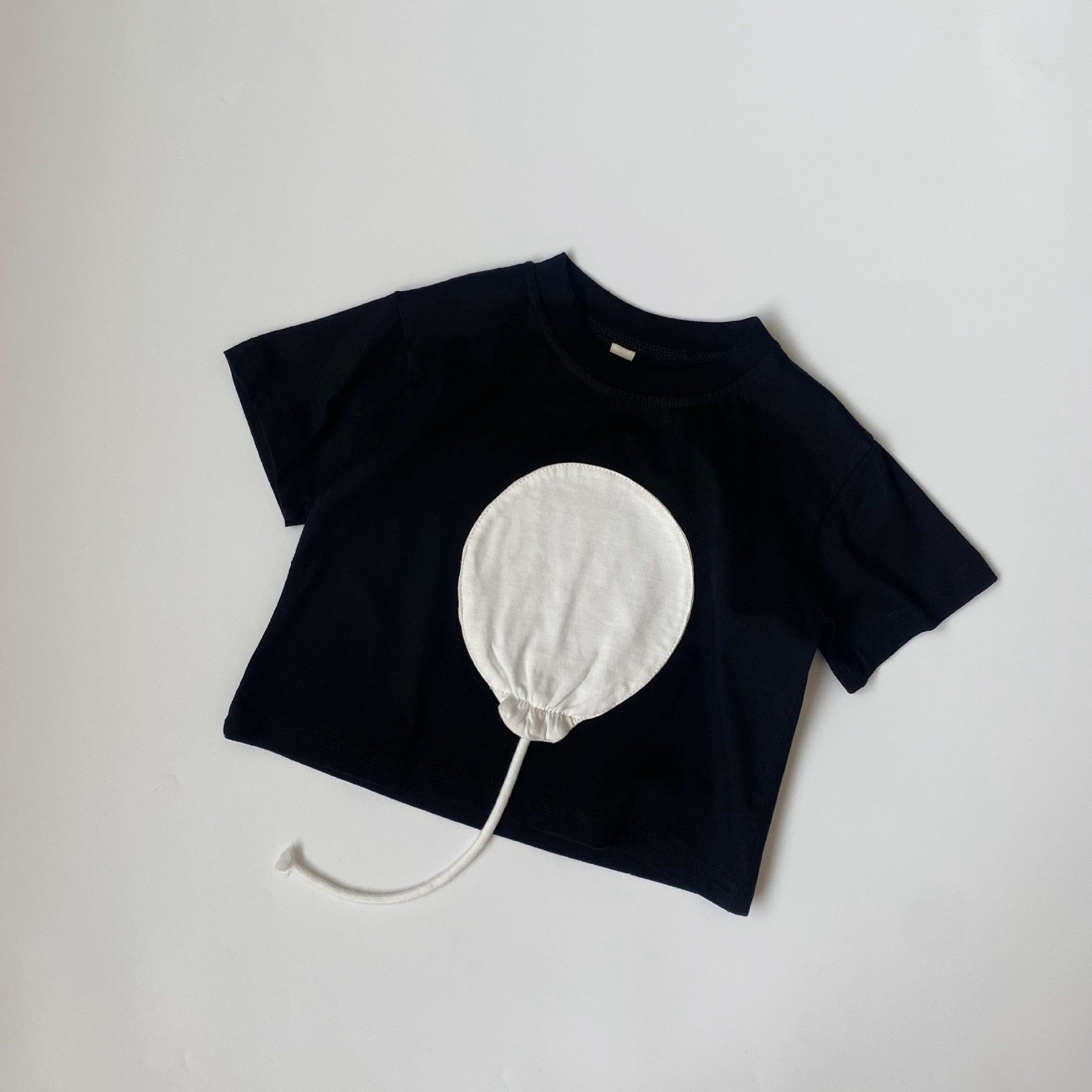 半袖Tシャツ black / 80cm キッズ バルーン 風船 パッチワーク 半袖 Tシャツ トップス ユニセックス 6540B