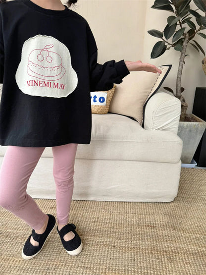 長袖Tシャツ Black / 90cm キッズトップス 長袖Tシャツ プリント柄刺繍 ブラック/ビーングリーン/2カラー【mh0003885】