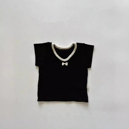 半袖Tシャツ Black / 9M  73CM ベビートップス 半袖Tシャツ リボン 3カラー
