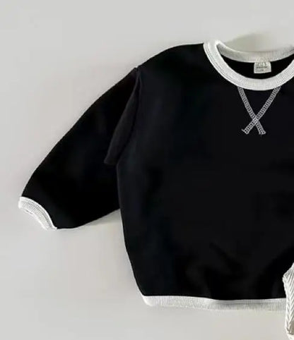 長袖Tシャツ Black / 9M  73CM ベビートップス シンプルステッチ長袖スウェットTシャツ【mh0008549】