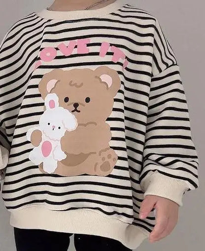 長袖Tシャツ black white striped / 9M  73cm ベビートップス 長袖スウェットシャツ ベアくまプリント 無地/ボーダー