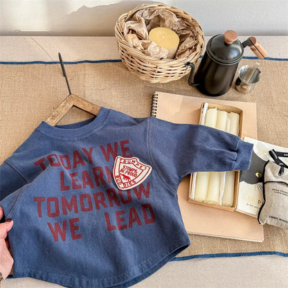 長袖Tシャツ blue / 12M  80cm キッズトップス 長袖Tシャツ スウェットシャツ レターロゴプリント 2カラー