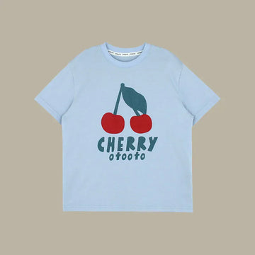 半袖Tシャツ blue / 2T  90cm キッズトップス 半袖プリントTシャツ スイーツフルーツレトロイラストプリント柄 8カラー