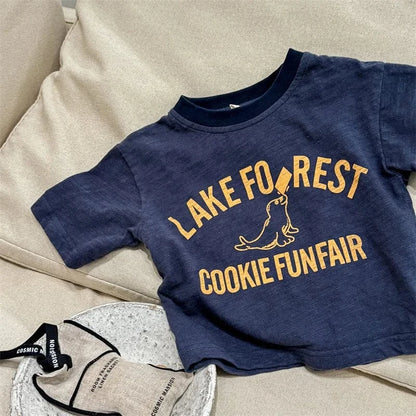 半袖Tシャツ Blue / 80cm キッズトップス 半袖Tシャツ アシカプリントロゴ 杢4カラー