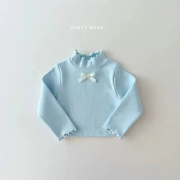 長袖Tシャツ Blue / 9M  73CM キッズトップス フリルスタンドカラーリボン長袖カットソーTシャツ【mh0008128】