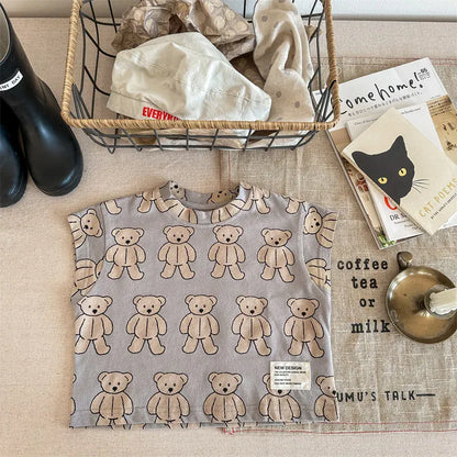 半袖Tシャツ Blue apricot / 80cm 9-12m キッズトップス ショートスリーブTシャツ くまベアプリント 2カラー