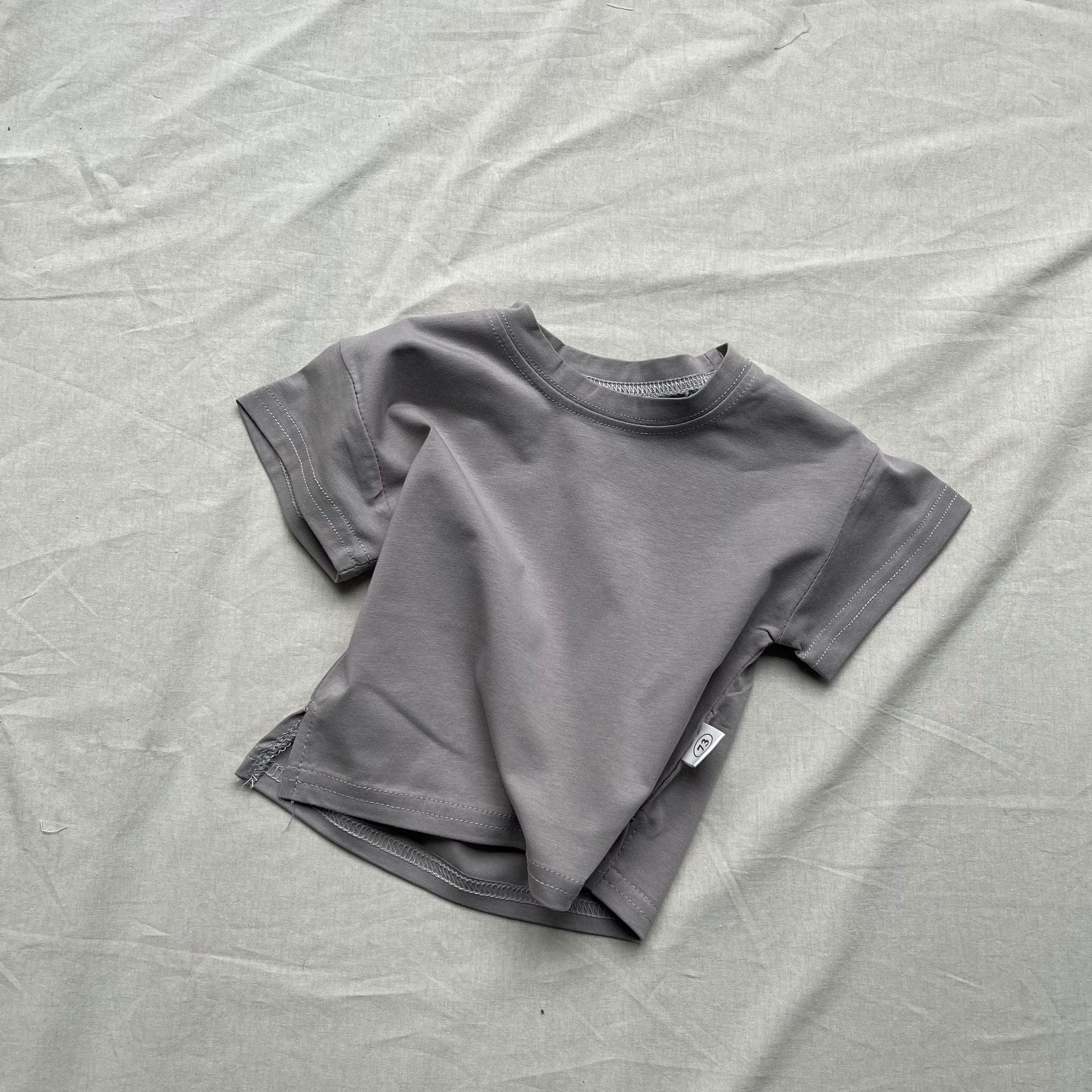 半袖Tシャツ Blue Gray / 73cm ベビートップス シンプルスモーキーカラーサイドスリット半袖Tシャツ【mh0009166】