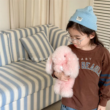 長袖Tシャツ brown / 12M  80CM キッズトップス 長袖Tシャツ レターロゴ刺繍 4カラー