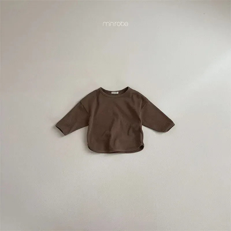 長袖Tシャツ brown / 6M  66CM ベビートップス シンプルベーシック長袖Tシャツ【mh-0008514】