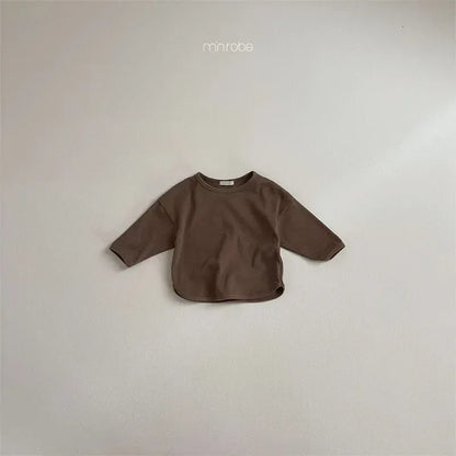 長袖Tシャツ brown / 6M  66CM ベビートップス シンプルベーシック長袖Tシャツ【mh-0008514】