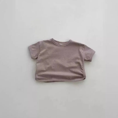半袖Tシャツ brown / 73cm 6-9m ベビートップス 半袖Tシャツ くすみカラー シンプルベーシック 4カラー