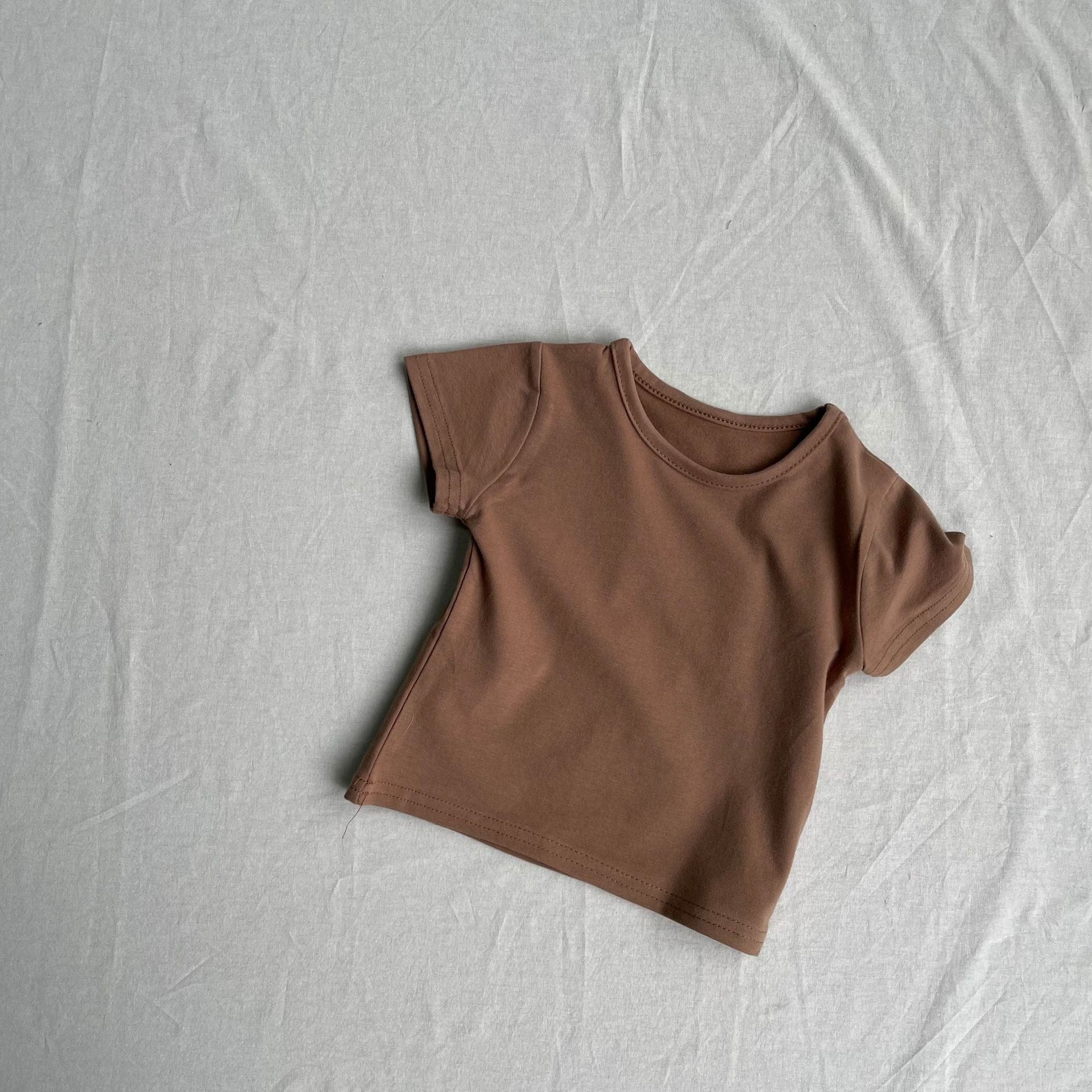 半袖Tシャツ Brown / 73cm ベビートップス シンプルベーシック無地半袖Tシャツ【mh0009162】