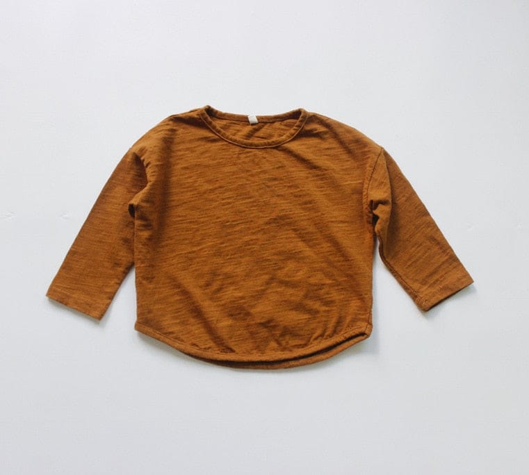 長袖Tシャツ brown / 80cm キッズ シンプル 長袖 Tシャツ