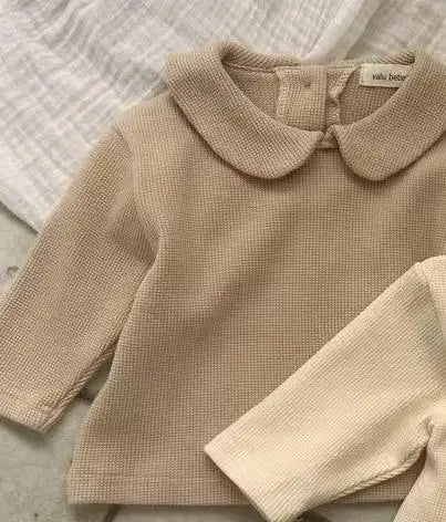 長袖Tシャツ Brown / 9M  73CM ベビートップス シンプル丸襟長袖Tシャツブラウス【mh0008573】