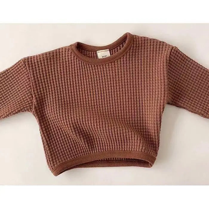 長袖Tシャツ coffee / 6M  66cm ベビートップス ワッフル 長袖 Tシャツ シンプルベーシック 3カラー