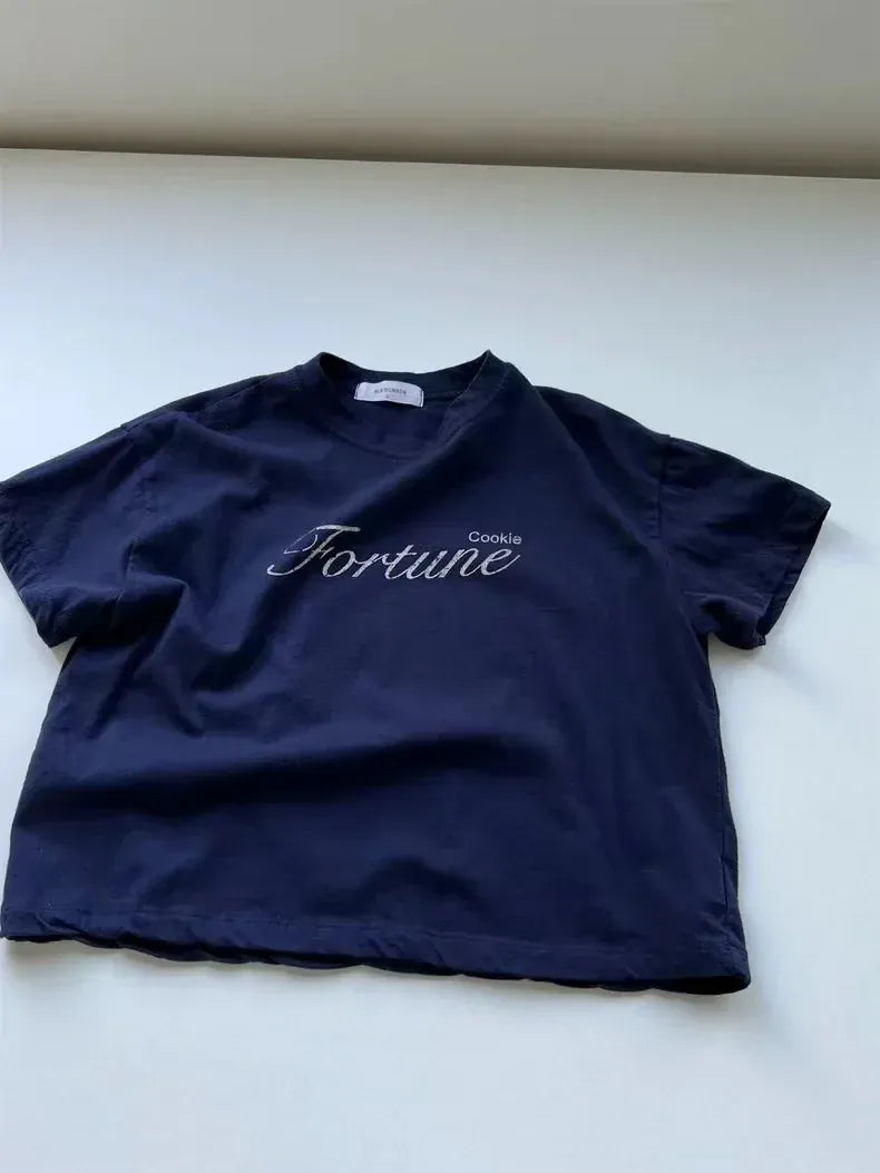 半袖Tシャツ Dark Blue / 9M  73CM ベビートップス 半袖プリントTシャツ レターロゴプリント 2カラー【mh0005474】