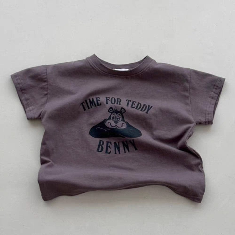 半袖Tシャツ Dark brown (bear) / 73cm ドッグ/ベアくまプリント半袖Tシャツ【mh0010374】