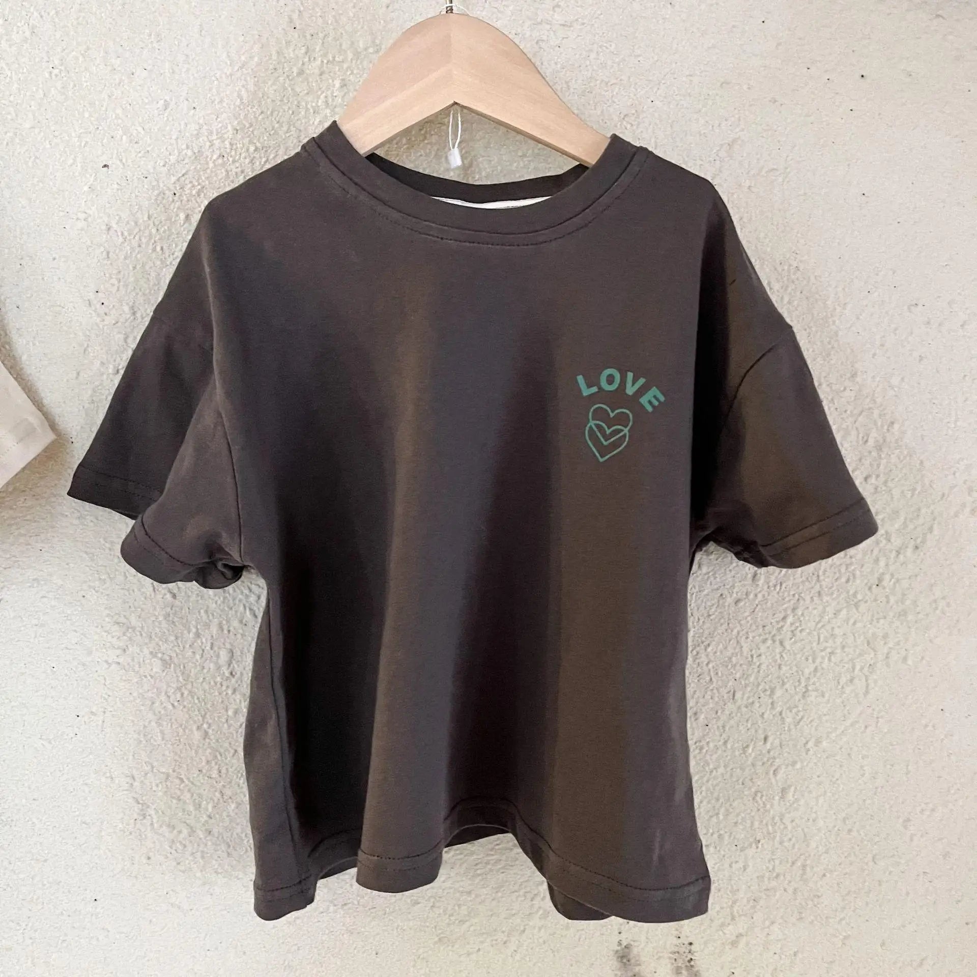 半袖Tシャツ dark gray / 12M  80cm キッズトップス 半袖Tシャツ ハートLOVEワンポイントロゴ 2カラー