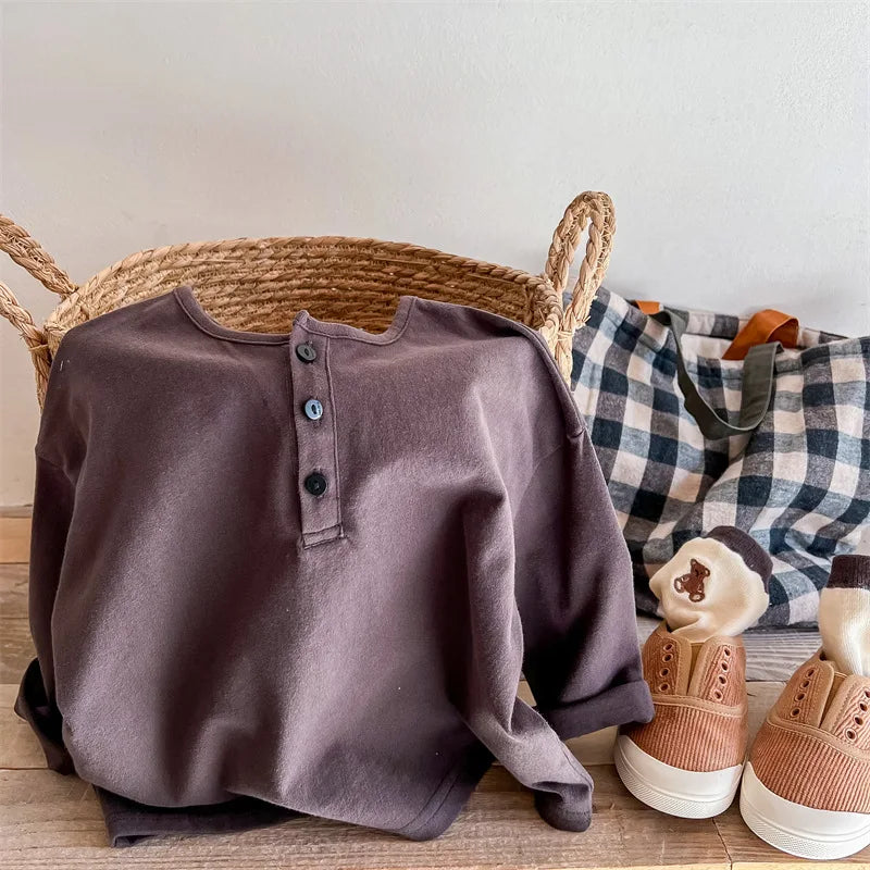 長袖Tシャツ dark gray / 80cm / 取り寄せ（7〜21日） キッズトップス 長袖Tシャツ ロンT バック スマイル レターロゴ プリント カーキ/ダークグレー/2カラー