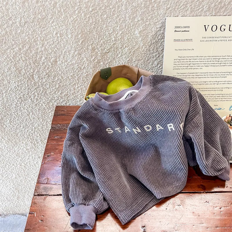 長袖Tシャツ dark gray / 80cm キッズ レターロゴ コーデュロイ スウェット 長袖 Tシャツ