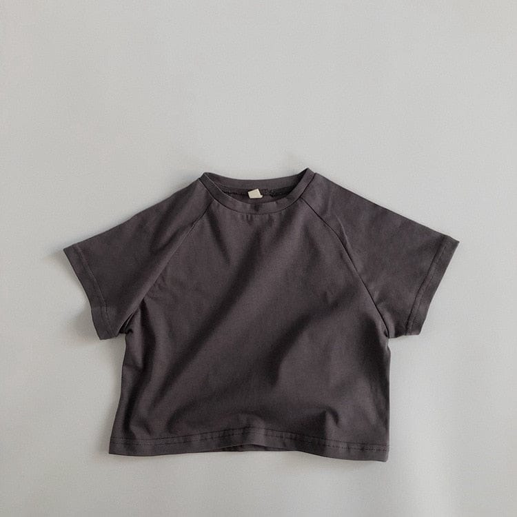 半袖Tシャツ dark grey / 12M/80cm キッズ シンプル ベーシック ラグラン 半袖 Tシャツ 6カラー ユニセックス