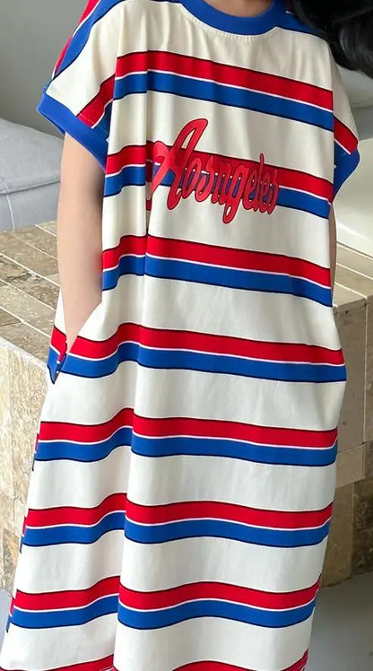 半袖Tシャツ dress / 2T 90cm / 取り寄せ（7〜30日） キッズトップス/ワンピース ボーイズ半袖Tシャツ/ガールズTシャツワンピース ボーダー リンクコーデ 兄弟姉妹 お揃いコーデ