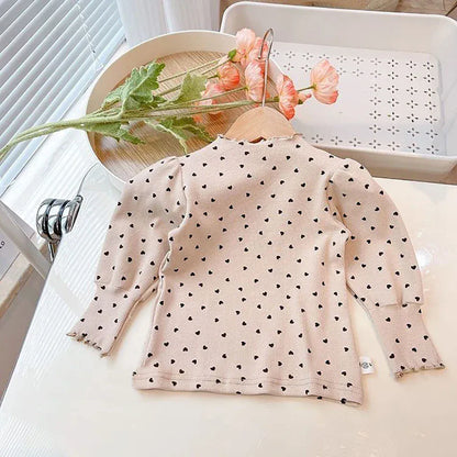 長袖Tシャツ EE011502 / 80 (Weight 10KG) キッズトップス ハートプリントボトルネック長袖パフスリーブTシャツカットソー【mh0007693】