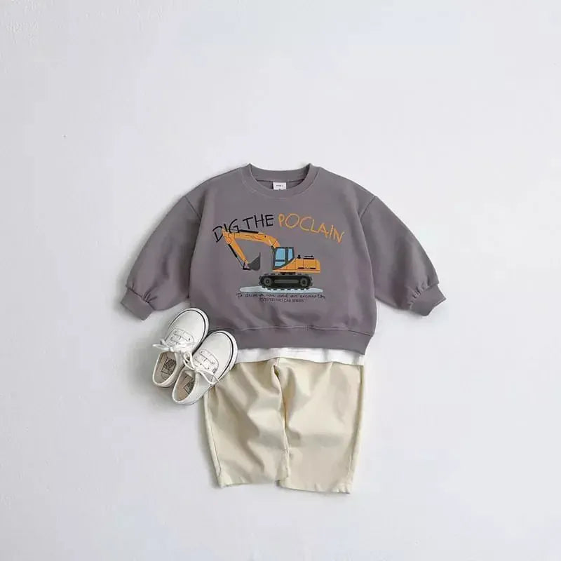 長袖Tシャツ gray / 12M  80cm キッズトップス スウェットシャツ 乗り物プリント柄 3カラー