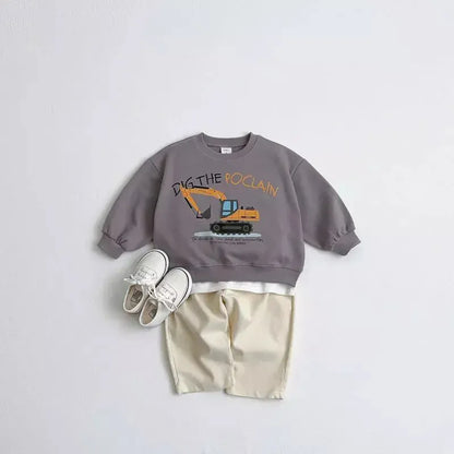 長袖Tシャツ gray / 12M  80cm キッズトップス スウェットシャツ 乗り物プリント柄 3カラー