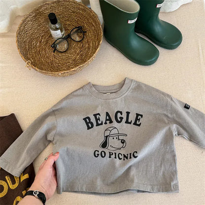 長袖Tシャツ gray / 12M  80CM キッズトップス 長袖Tシャツ 犬ドッグプリント 3カラー