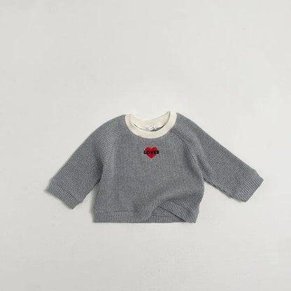 長袖Tシャツ Gray / 12M  80CM キッズトップス ハートロゴ刺繍長袖Tシャツ【mh0008738】