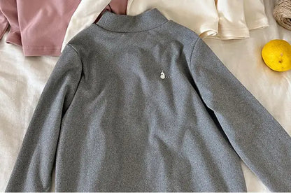 長袖Tシャツ Gray / 24M  90CM キッズトップス ハイネックボトルネックワンポイント長袖Tシャツ【mh0008244】