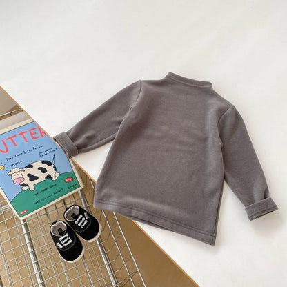 長袖Tシャツ Gray / 6M  66CM ベビーキッズトップス シンプルベーシックハイネックボトルネック長袖Tシャツ【mh0008364】