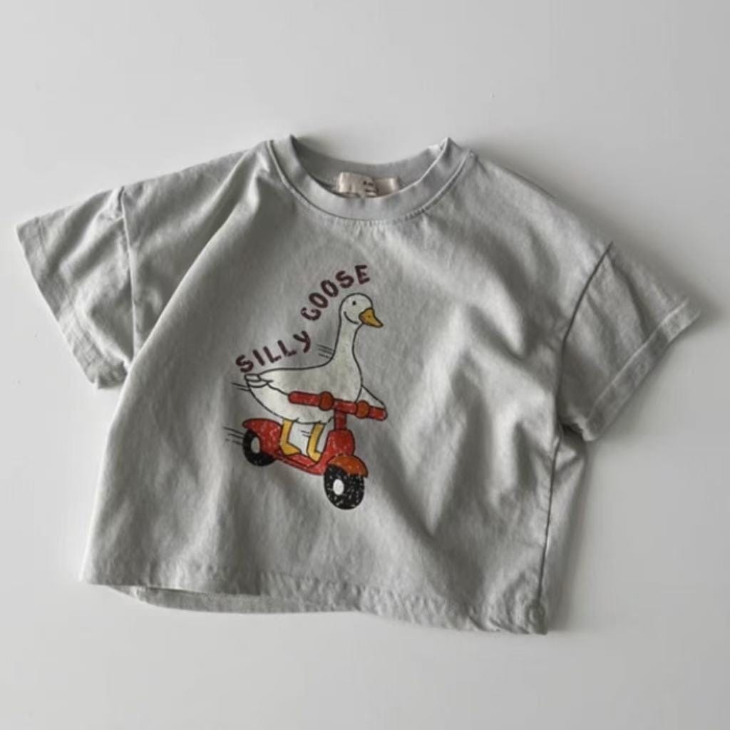 半袖Tシャツ Gray / 73cm あひるスクータープリント半袖Tシャツ【mh0010410】