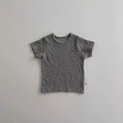 半袖Tシャツ Gray / 73cm いちご刺繍半袖カットソーTシャツ【mh0010411】