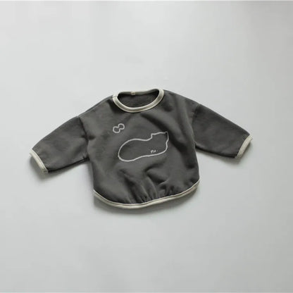 長袖Tシャツ GRAY / 80cm キッズスウェットシャツ 裏起毛 ねこ 猫プリント パッチワーク スウェットトップス 2カラー ユニセックス 男の子 女の子 子供服