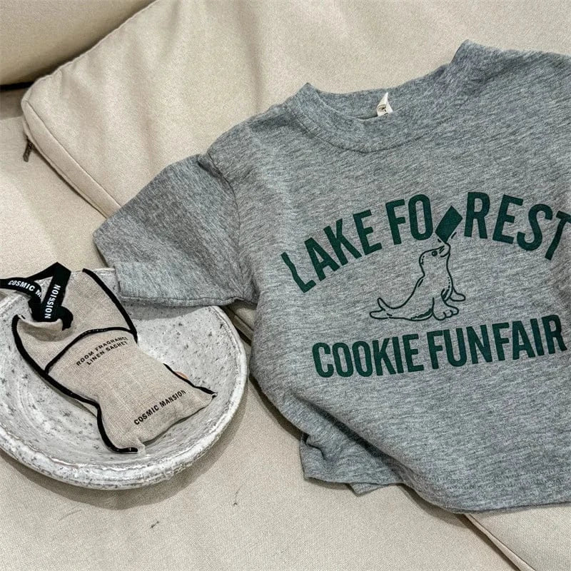 半袖Tシャツ GRAY / 80cm キッズトップス 半袖Tシャツ アシカプリントロゴ 杢4カラー