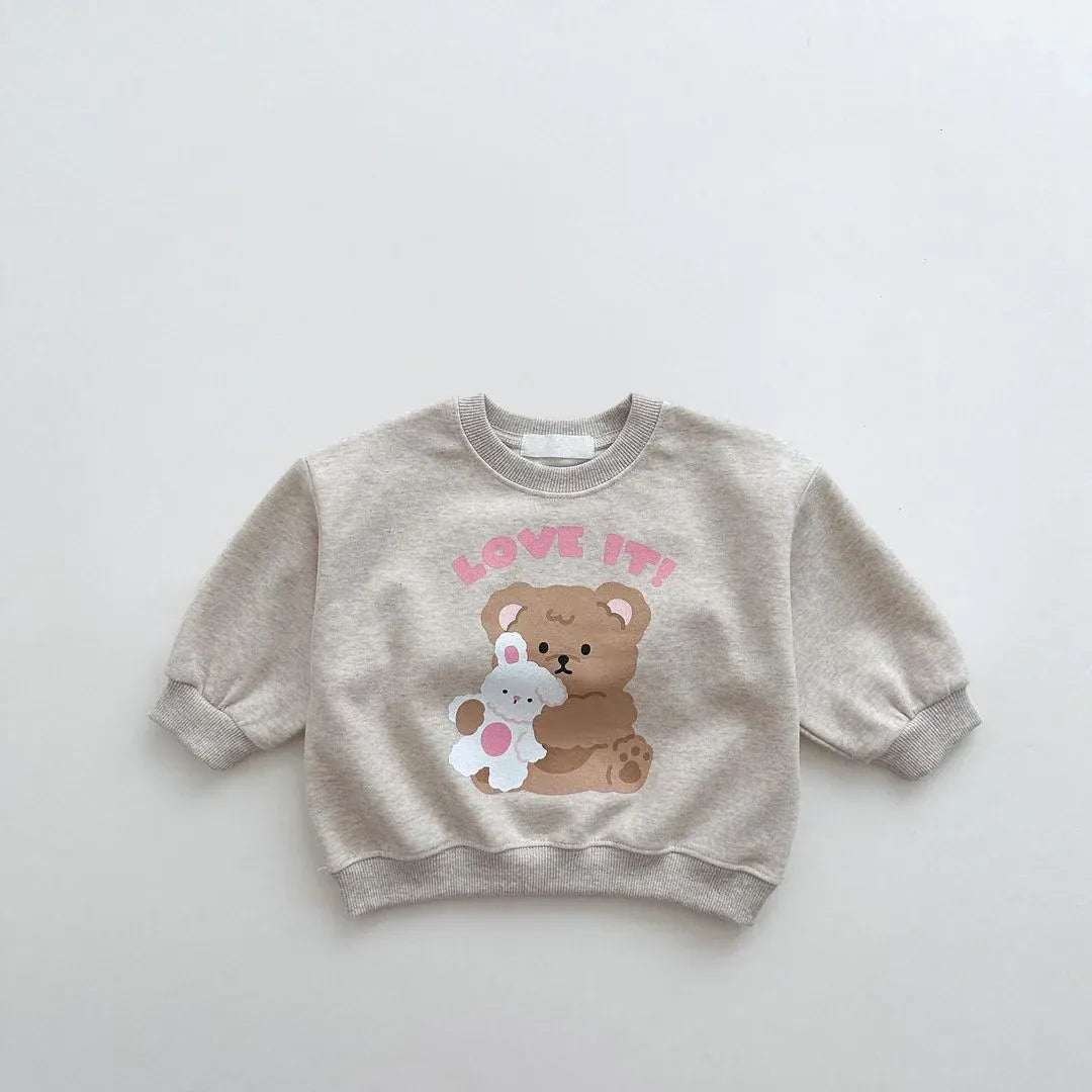長袖Tシャツ gray / 9M  73cm ベビートップス 長袖スウェットシャツ ベアくまプリント 無地/ボーダー