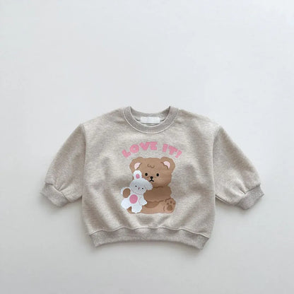長袖Tシャツ gray / 9M  73cm ベビートップス 長袖スウェットシャツ ベアくまプリント 無地/ボーダー