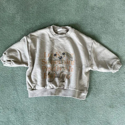 長袖Tシャツ Gray / 9M  73CM ベビートップス ぬいぐるみプリント長袖スウェットシャツ【mh0008787】