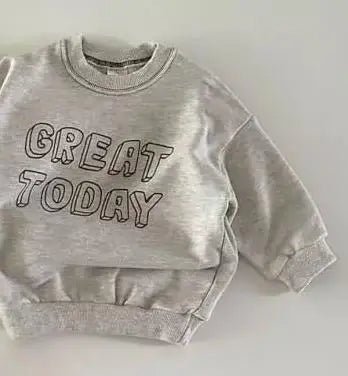 長袖Tシャツ gray / 9M  73cm キッズトップス レターロゴプリント 長袖スウェットシャツ Tシャツ グレー グリーン 2カラー