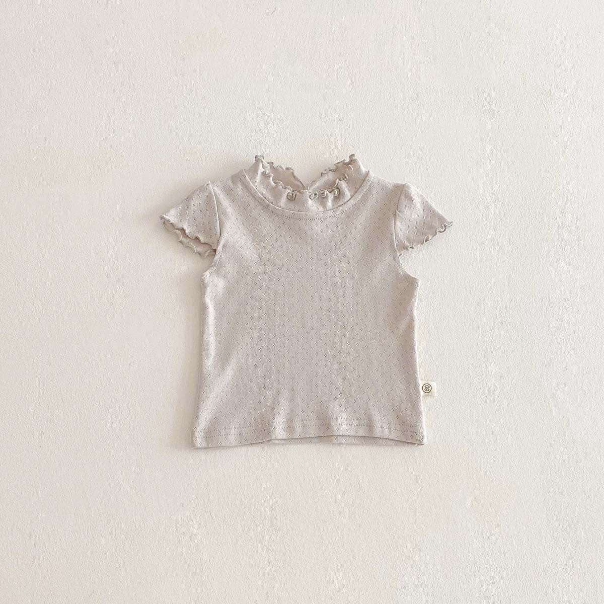 半袖Tシャツ Gray Green / 80cm フリルスタンドカラー半袖Tシャツ【mh0010348】