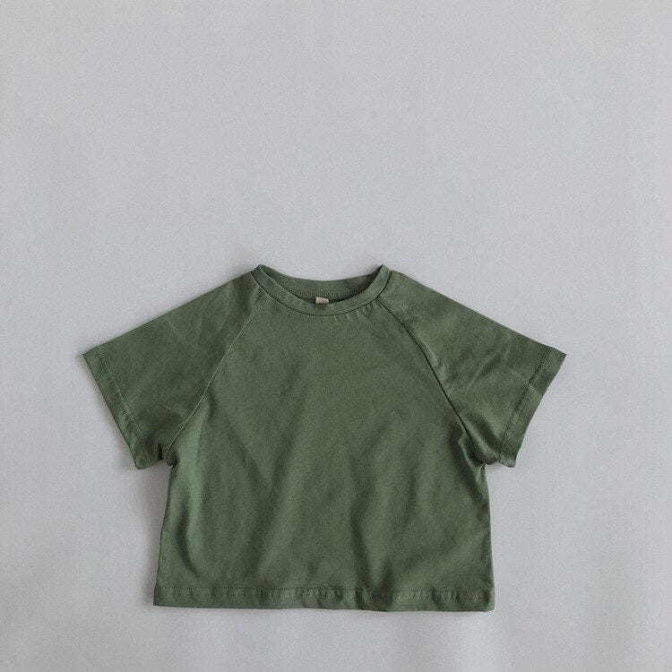 半袖Tシャツ green / 12M/80cm キッズ シンプル ベーシック ラグラン 半袖 Tシャツ 6カラー ユニセックス
