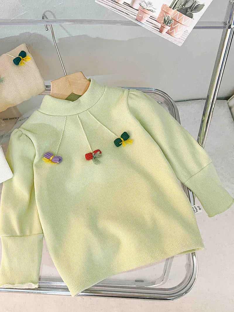 長袖Tシャツ Green / 12M 80cm キッズトップス キャンディリボン裏フリースハイネック長袖Tシャツ【mh0007721】